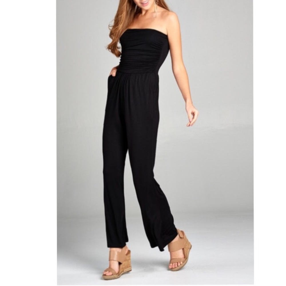 TUBE TOP JUMPSUIT IN BLACK - Picture 3 of 6
